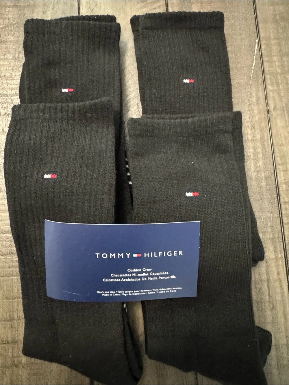 Tommy Hilfiger Black Crew Socks with Signature Flag - 4 Pack